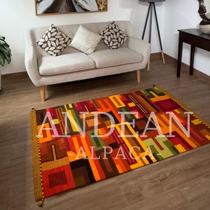Groot handgeweven Wari-wandtapijt - Peruaans Andes-textiel, extra groot vloerkleed, tapijt, boho-decor voor woonkamer of gang