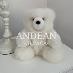 Handmade Baby Alpaca Teddy Bear – Soft Stuffed Animal Toy, 100% Alpaca Fur Plush – Peruvian Gift, Artisanal Cuddly Keepsake