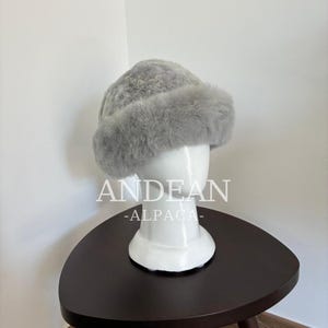 Baby Alpaca Fur Hat – Handmade Peruvian Cossack Hat, Unisex Russian Style Winter Hat, Genuine Alpaca Fur, Luxury Warm Hat, Peruvian Gray