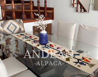 Slim Handwoven Andean Table Runner – "Tree of Happiness" Design