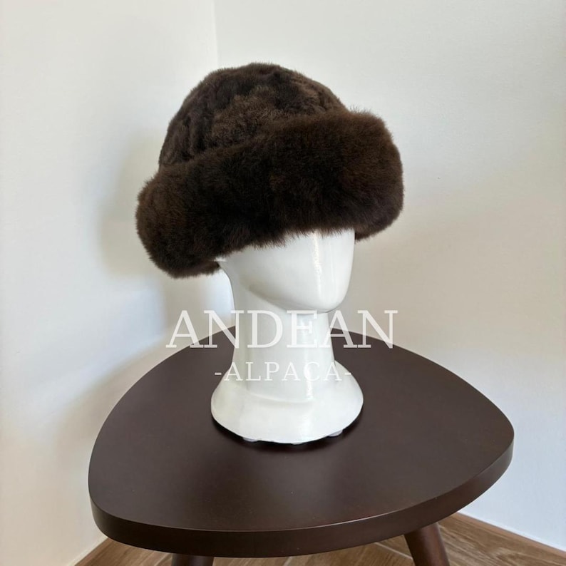 Baby Alpaca Fur Hat – Handmade Peruvian Cossack Hat, Unisex Russian Style Winter Hat, Genuine Alpaca Fur, Luxury Warm Hat, Peruvian Dark Brown