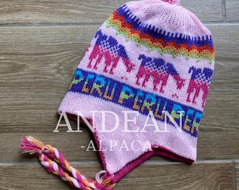 Peruvian Chullo with Alpaca Wool Lining – Andean Earflap Hat, Hand-Knitted Winter Beanie, Warm and Soft, Unisex Gift