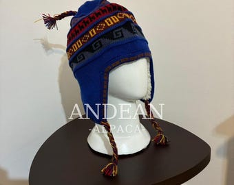 Chullo peruviano con fodera in lana di alpaca – Cappello andino con paraorecchie, berretto invernale lavorato a mano, caldo e morbido, regalo unisex