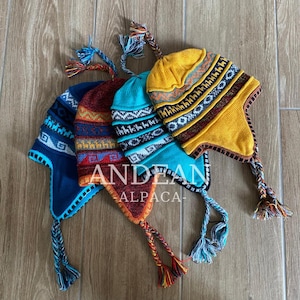 Peruvian Chullo with Alpaca Wool Lining – Andean Earflap Hat, Hand-Knitted Winter Beanie, Warm and Soft, Unisex Gift