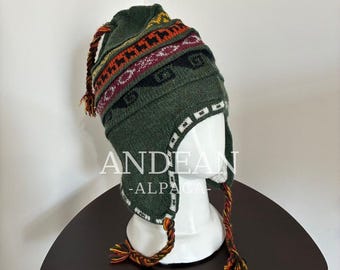 Chullo peruviano con fodera in lana di alpaca – Cappello andino con paraorecchie, berretto invernale lavorato a mano, caldo e morbido, regalo unisex