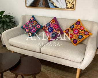 Andean Flower Handwoven Cushions Alternative Colors 2 – Peruvian Textile Art