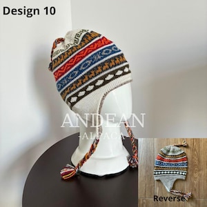 Reversible Alpaca Chullo Hat | Peruvian Alpaca Beanie with Earflaps | Unisex Double-Layer Handmade Winter Hat