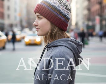 Berretto in lana di alpaca – Caldo cappello invernale unisex – Cappello lavorato a maglia in stile boho – Berretto morbido per uomo o donna – Regalo fatto a mano