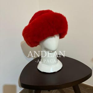 Baby Alpaca Fur Hat – Handmade Peruvian Cossack Hat, Unisex Russian Style Winter Hat, Genuine Alpaca Fur, Luxury Warm Hat, Peruvian Red