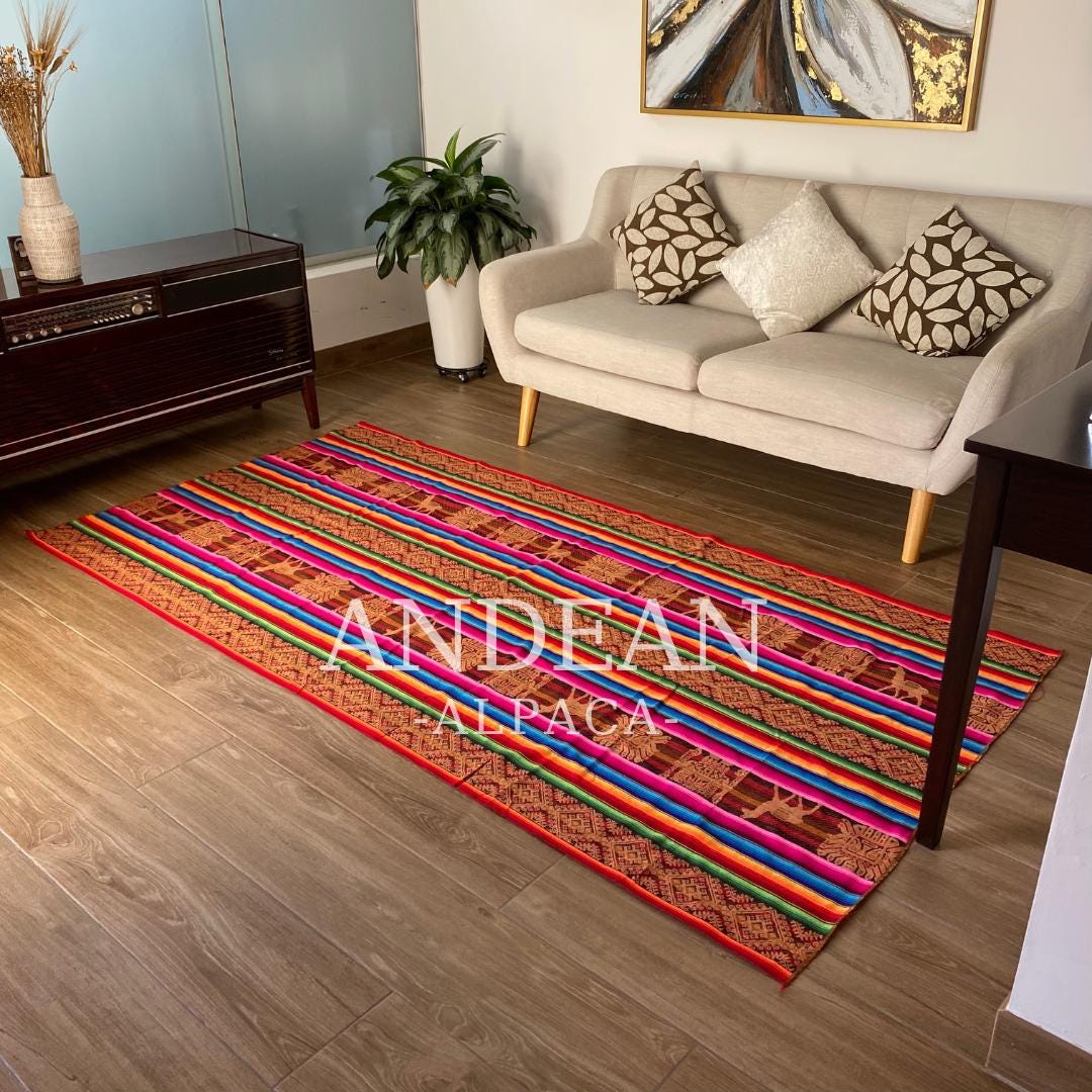 Peruvian Andean Blanket | Colorful Boho Textile | Traditional Aguayo Fabric | Inca Blanket | Handmade Ethnic Tablecloth – Section 1