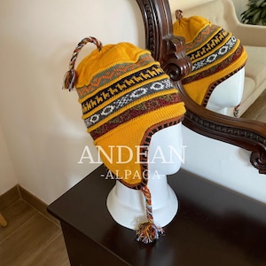 Peruvian Chullo with Alpaca Wool Lining – Andean Earflap Hat, Hand-Knitted Winter Beanie, Warm and Soft, Unisex Gift