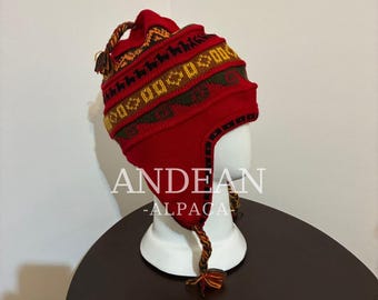 Chullo peruviano con fodera in lana di alpaca – Cappello andino con paraorecchie, berretto invernale lavorato a mano, caldo e morbido, regalo unisex