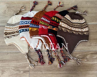Chullo peruviano con fodera in lana di alpaca – Cappello andino con paraorecchie, berretto invernale lavorato a mano, caldo e morbido, regalo unisex