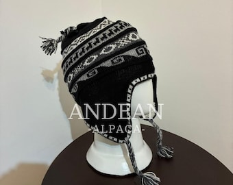 Chullo peruviano con fodera in lana di alpaca – Cappello andino con paraorecchie, berretto invernale lavorato a mano, caldo e morbido, regalo unisex