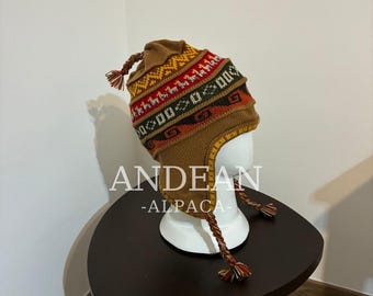 Peruvian Chullo with Alpaca Wool Lining – Andean Earflap Hat, Hand-Knitted Winter Beanie, Warm and Soft, Unisex Gift