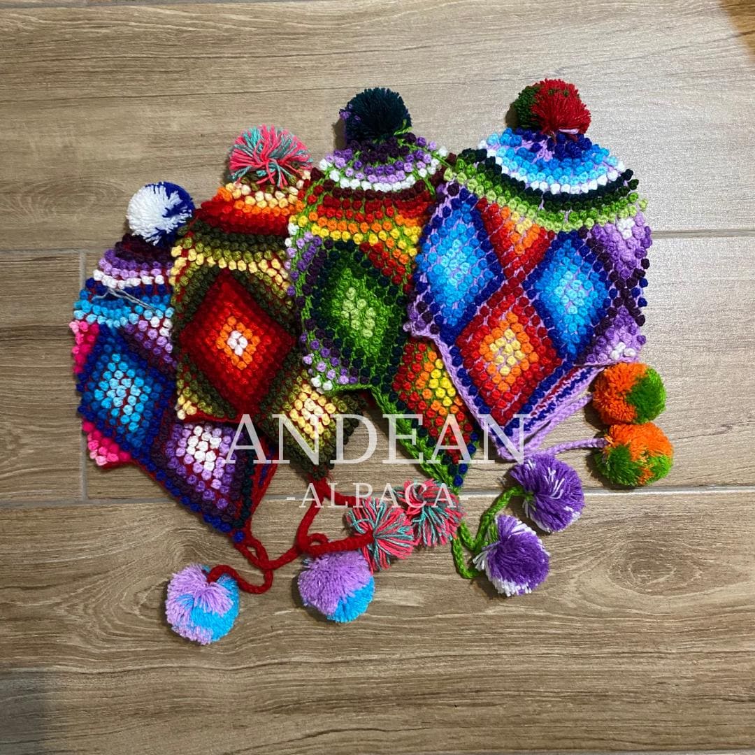 Hat Chullo Andean “Alpaca Road” – Hand-Beaded Beanie with Rainbow Tassels, Gift Beaded Chullo Hat - Etsy main image 3