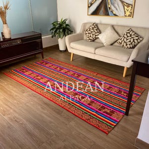 Peruvian Andean Blanket | Colorful Boho Textile | Traditional Aguayo Fabric | Inca Blanket | Handmade Ethnic Tablecloth