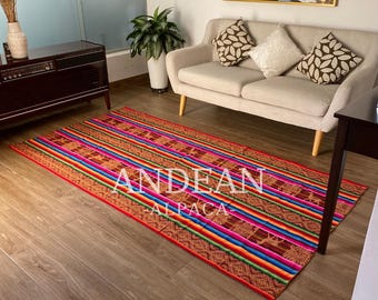 Peruvian Andean Blanket | Colorful Boho Textile | Traditional Aguayo Fabric | Inca Blanket | Handmade Ethnic Tablecloth