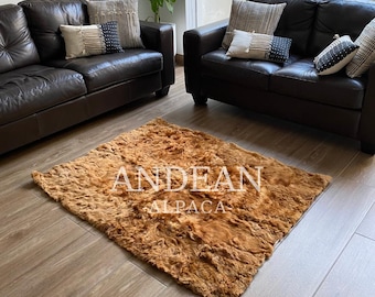 Alpaca Fur Rug 100% Natural – Soft Fluffy Rug, Luxurious Handmade Accent, Cozy Alpaca Decor, Plush Rug for Bedroom or Living Room