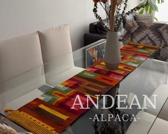 Handwoven Andean Table Runner – &#39;Wari&#39; Design, Peruvian Handmade Centerpiece, Boho Textile Art, Rustic Dining or Coffee Table Decor