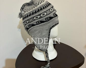 Peruvian Chullo with Alpaca Wool Lining – Andean Earflap Hat, Hand-Knitted Winter Beanie, Warm and Soft, Unisex Gift