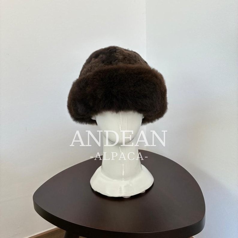 Baby Alpaca Fur Hat – Handmade Peruvian Cossack Hat, Unisex Russian Style Winter Hat, Genuine Alpaca Fur, Luxury Warm Hat, Peruvian image 10