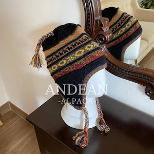Peruvian Chullo with Alpaca Wool Lining – Andean Earflap Hat, Hand-Knitted Winter Beanie, Warm and Soft, Unisex Gift