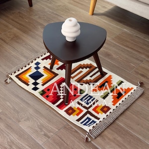 Handgeweven wandhanger Andes - 'Inca-kalender' wandtapijt, klein ambachtelijk tapijt, boho woondecoratie, Peruaanse textielkunst