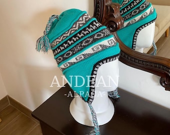 Peruvian Chullo with Alpaca Wool Lining – Andean Earflap Hat, Hand-Knitted Winter Beanie, Warm and Soft, Unisex Gift