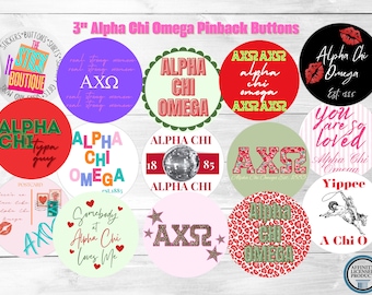 Licensed Alpha Chi Omega Sorority Buttons | Cute AXO game day accessories, Big Little Gifts, Recruitment Favors, Sorority Merch