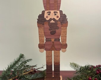 Wood Nutcracker Decor • Rustic Christmas Mantel Shelf Sitter