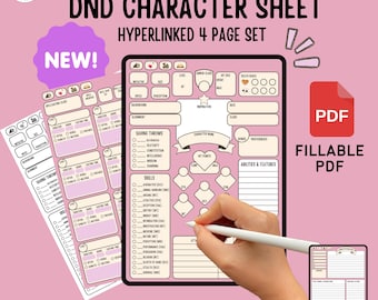 Rosy Petal, DnD 5E Character Sheet Digital Download, Fillable, Dungeons and Dragons RPG, DM Tools, GM Gift
