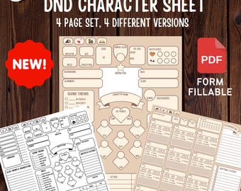 DnD 5E Character Sheet, Dungeons and Dragons Form Fillable Character Sheet PDF DnD 5e Character Sheet