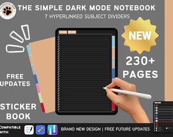 Dark Mode Digital Note Organizer for Students | Custom Subject Dividers