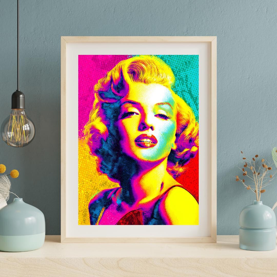 Marilyn Monroe Pop Art Print, Andy Warhol Style Colorful Poster ...