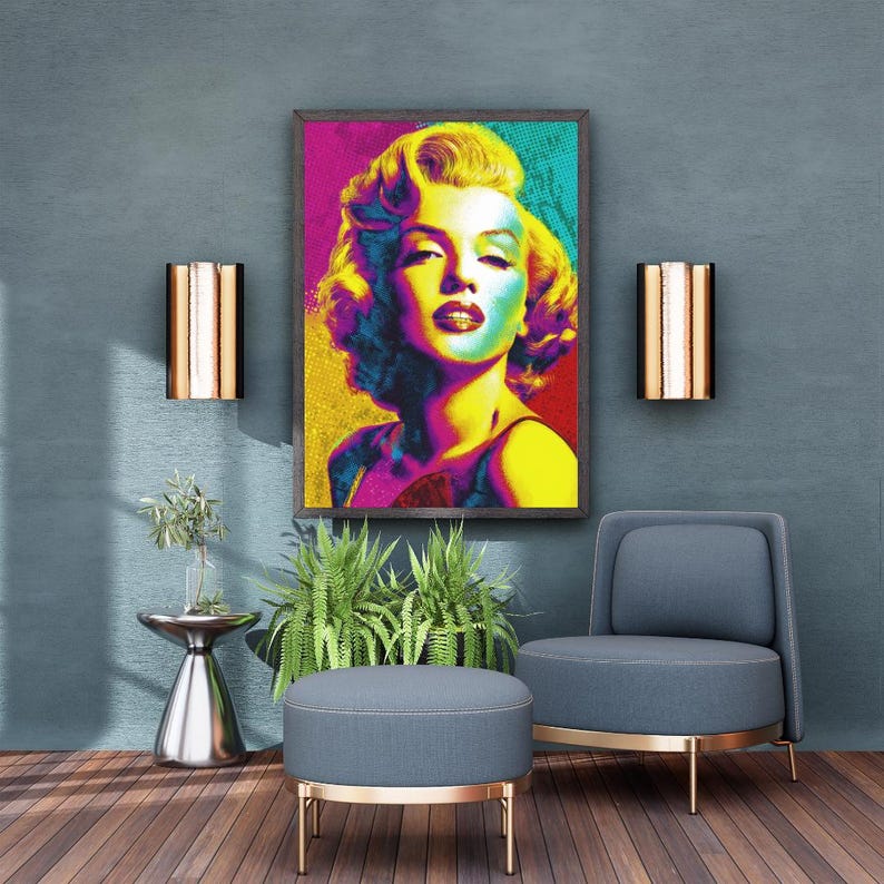 Marilyn Monroe Pop Art Print, Andy Warhol Style Colorful Poster ...