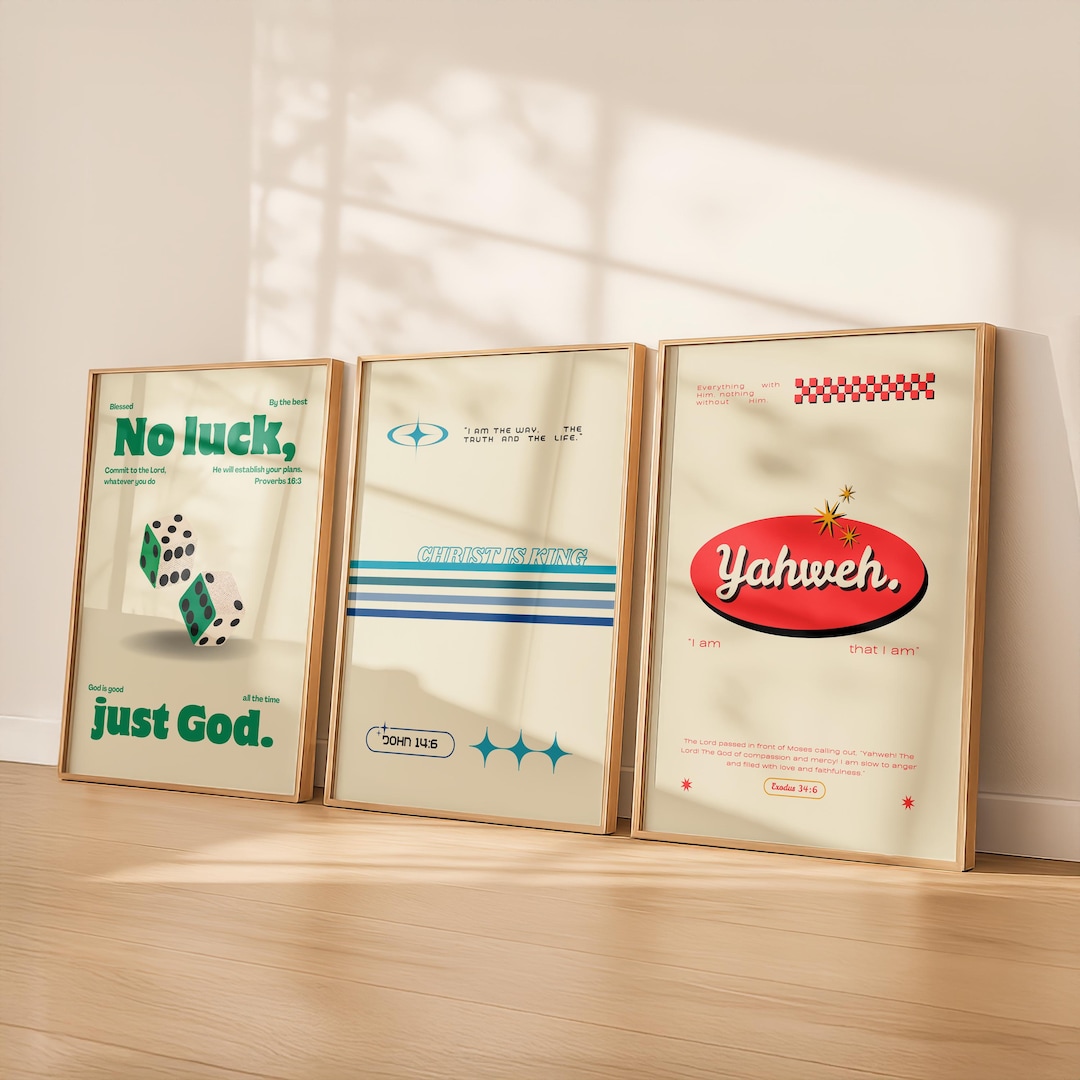 Retro Christian Wall Art Bundle, Trendy Christian Wall Prints, Faith ...