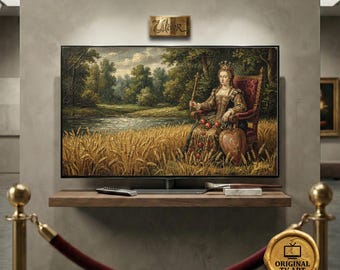 Empress Tarot Card Vintage Art - Compatible with Samsung Frame TV - 8K Botanical Oil Painting, Digital Impasto Texture Arcana Painting