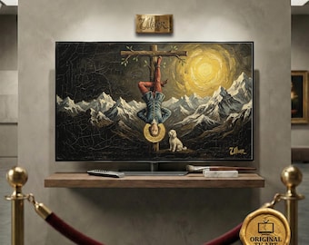 The Hanged Man Tarot Enlightened Art - Compatible with Samsung Frame TV - 8K Mystical Oil Painting, Digital Impasto Texture Arcana Heritage