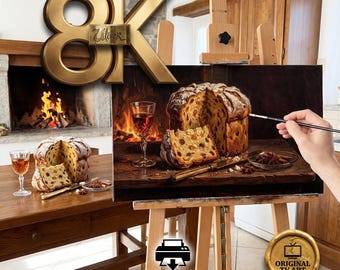 Vintage Italian Panettone Art, Moody Holiday Frame TV, Christmas Still Life