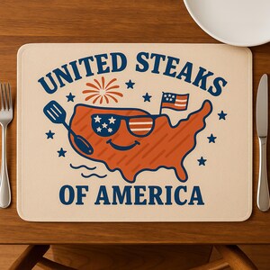 United Steaks of America T-Shirt • Lustiges patriotisches BBQ 4. Juli Grafik-T-Shirt • USA Karte Steak Grill Papa Geschenk - 208