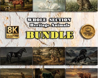 Heritage Animals Mega Bundle for Samsung Frame TV, 8K Vintage Animal Art Collection