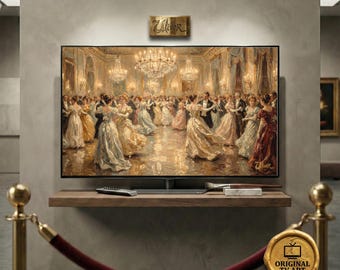 Opulent Grand Regency Midnight Gala, 8K Impasto Oil Texture, Antique Royal Palace Ballroom Decor fits Samsung Frame TV