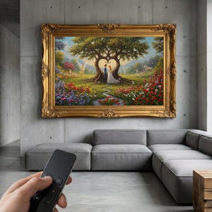 Fantasy Heart Tree | Vibrant Pink Whimsical | Horizontal | (Fits Samsung Frame)