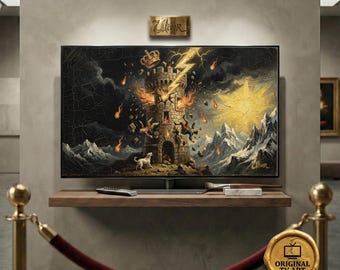 Temperance Tarot Alchemical Art - Compatible with Samsung Frame TV - 8K Angel and Red Wings Oil Painting, Digital Impasto Texture Arcana
