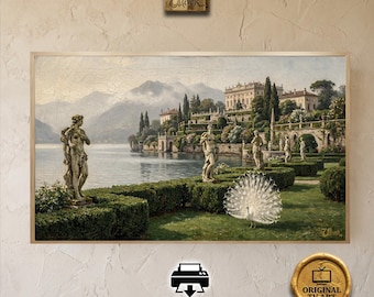 Heritage Italy Isola Bella Gardens for Samsung Frame TV - Elegant Lake Maggiore Oil Painting