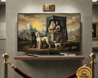 The Chariot Tarot Victory Art - Compatible with Samsung Frame TV - 8K Knight Armor Oil Painting, Digital Impasto Texture Arcana Painting