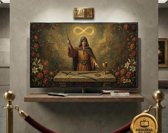 The Magician Tarot Arcana Art - Compatible with Samsung Frame TV - 8K Alchemical Oil Painting, Digital Impasto Texture Heritage Still Life