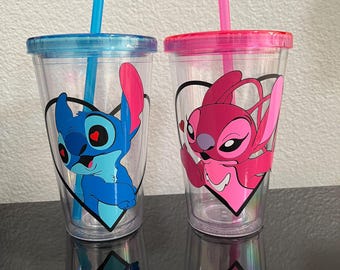Juego de vasos de 160 oz con aislamiento de doble pared con temática de Lilo y Stitch