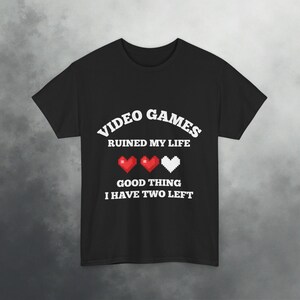 Funny Gamer T-Shirt: Retro Pixel Art, &quot;Video Games Ruined My Life&quot;